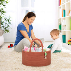 COMSE diaper caddy with sturdy handles for easy transport.