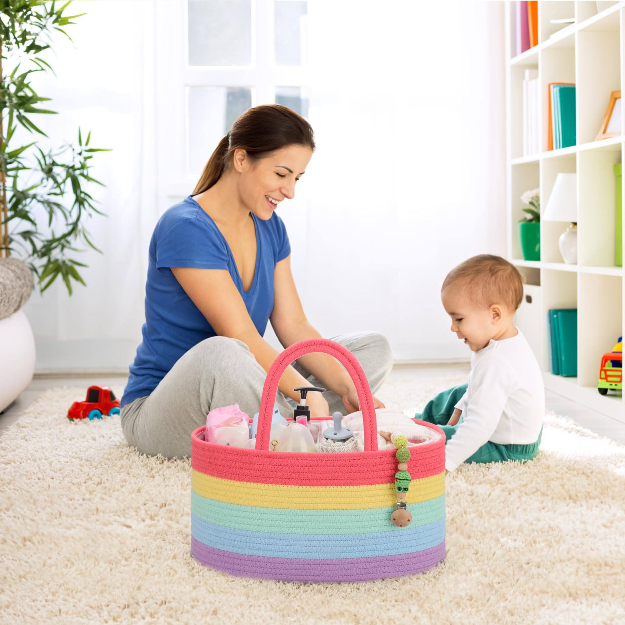 COMSE diaper-change organizer with removable dividers for flexible storage