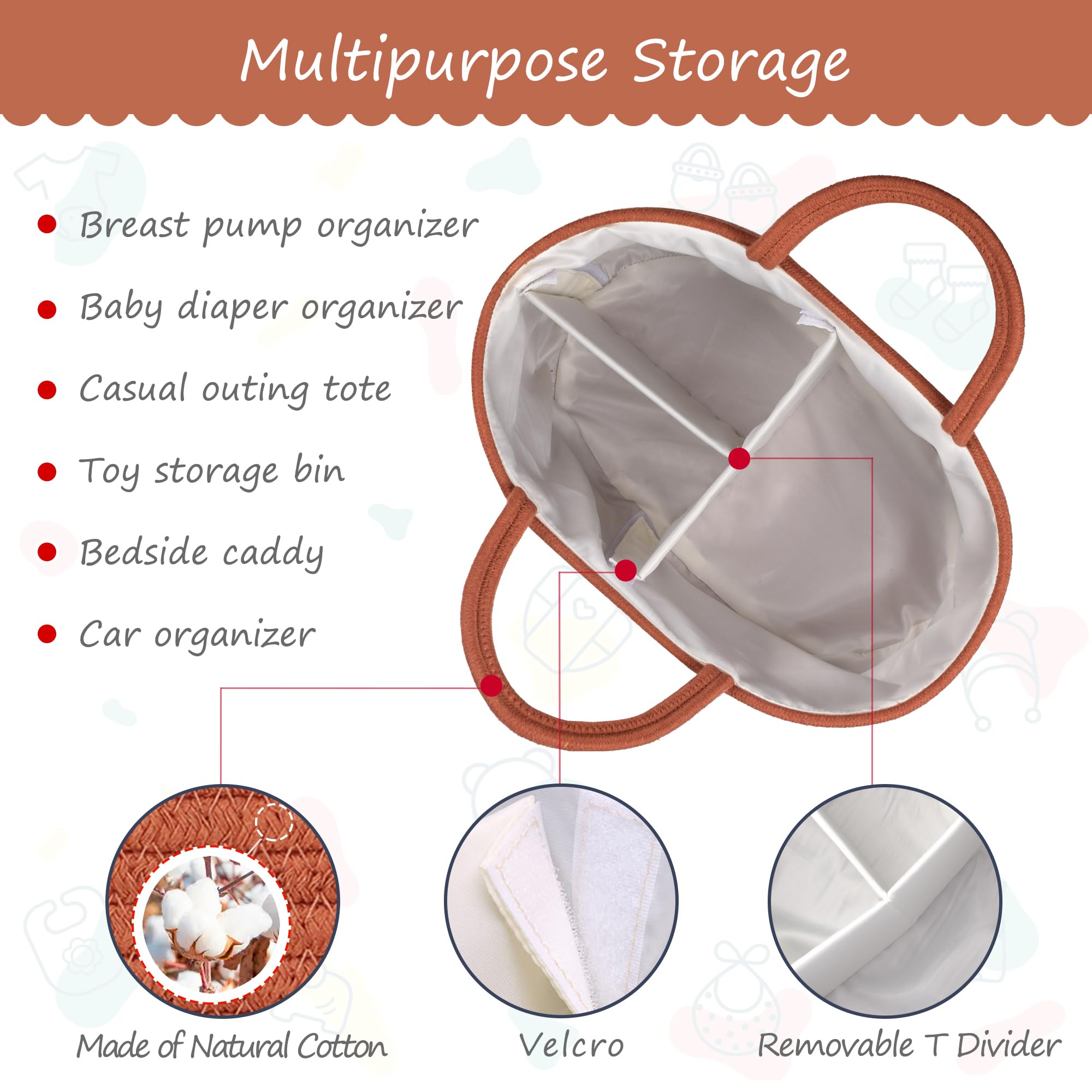 COMSE dresser-top storage keeps baby items within reach.