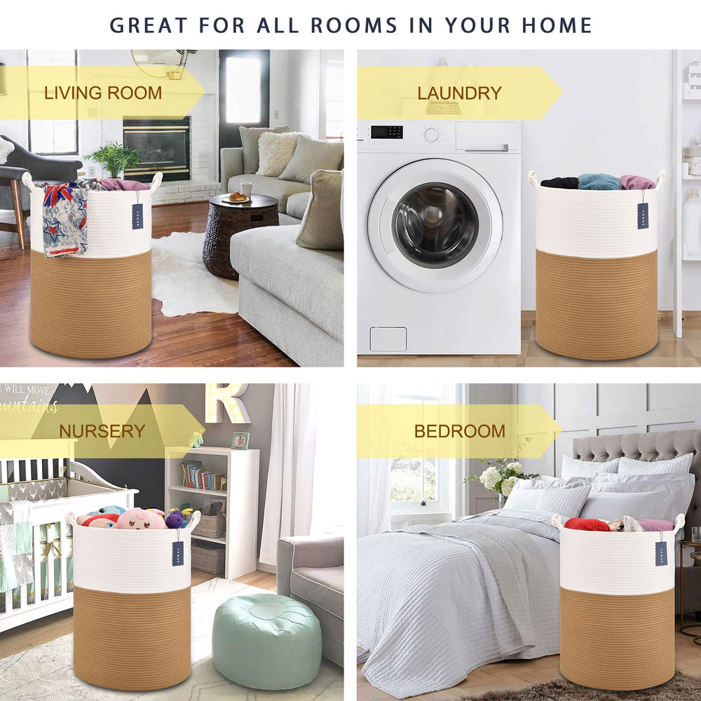 COMSE extra large blanket basket side view showing stable stand-alone design