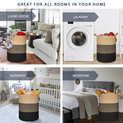 COMSE blanket basket tall hamper open top for easy access to linens