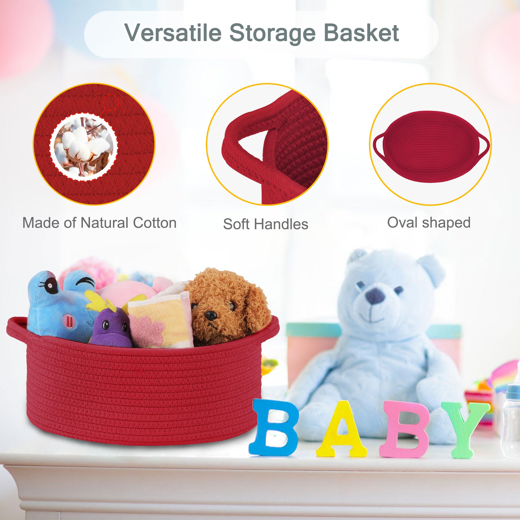 COMSE natural cotton rope basket durable and kid friendly care