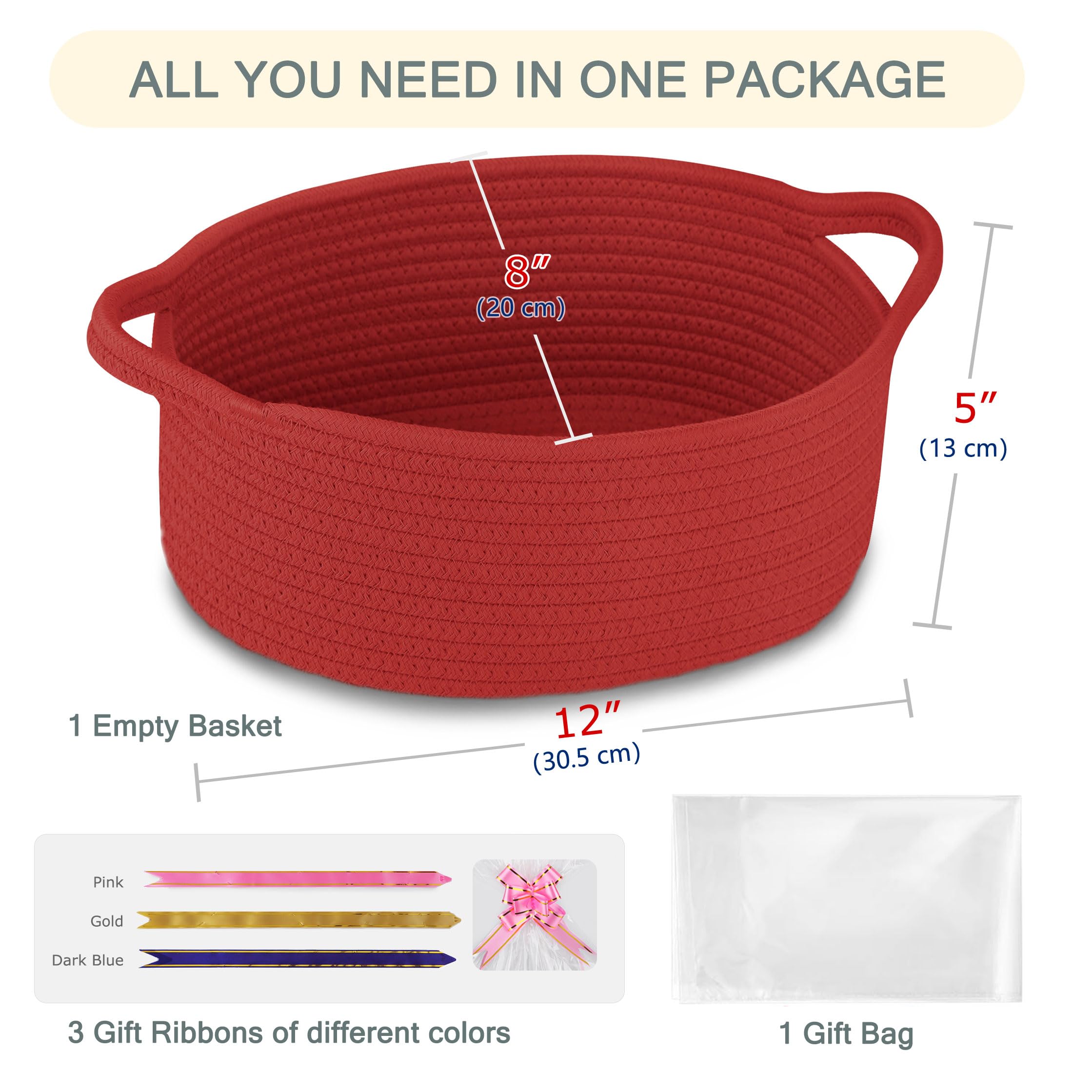 COMSE gift basket with clear cellophane bag and ribbons for elegant presentation