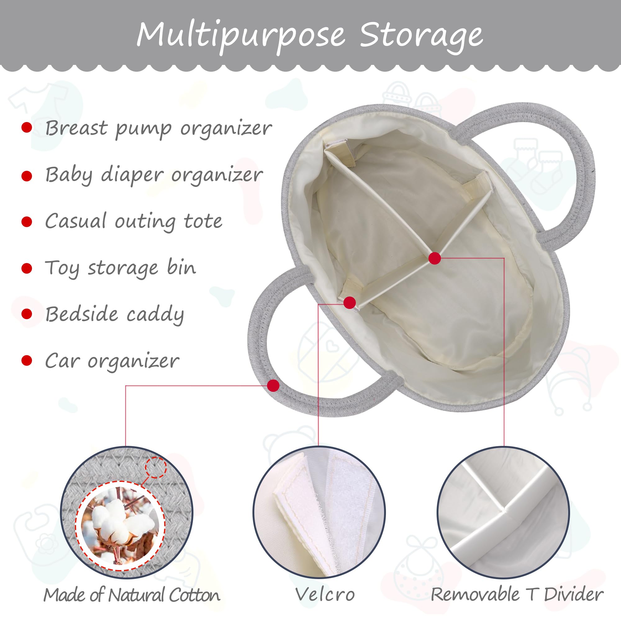 COMSE portable nursery organizer with sturdy handles for easy transport.