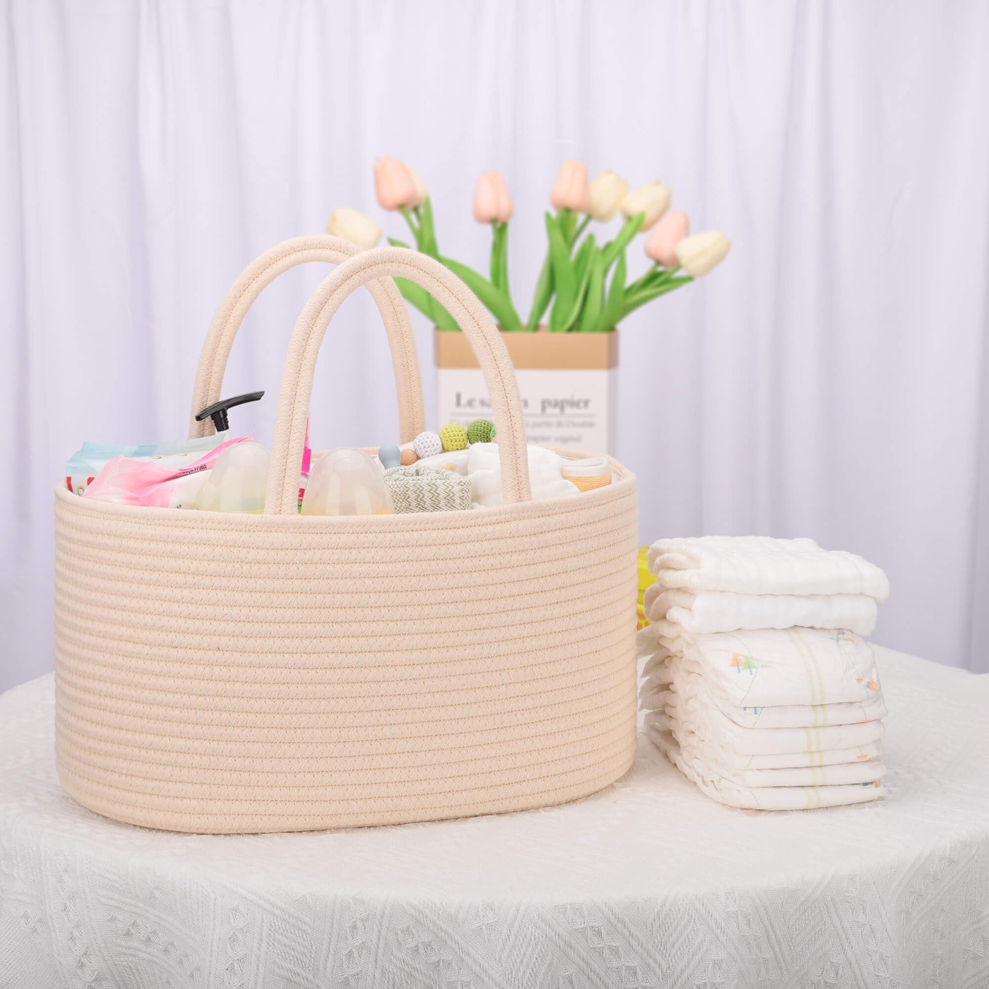 COMSE multipurpose nursery caddy for breast pump, toys, and more.