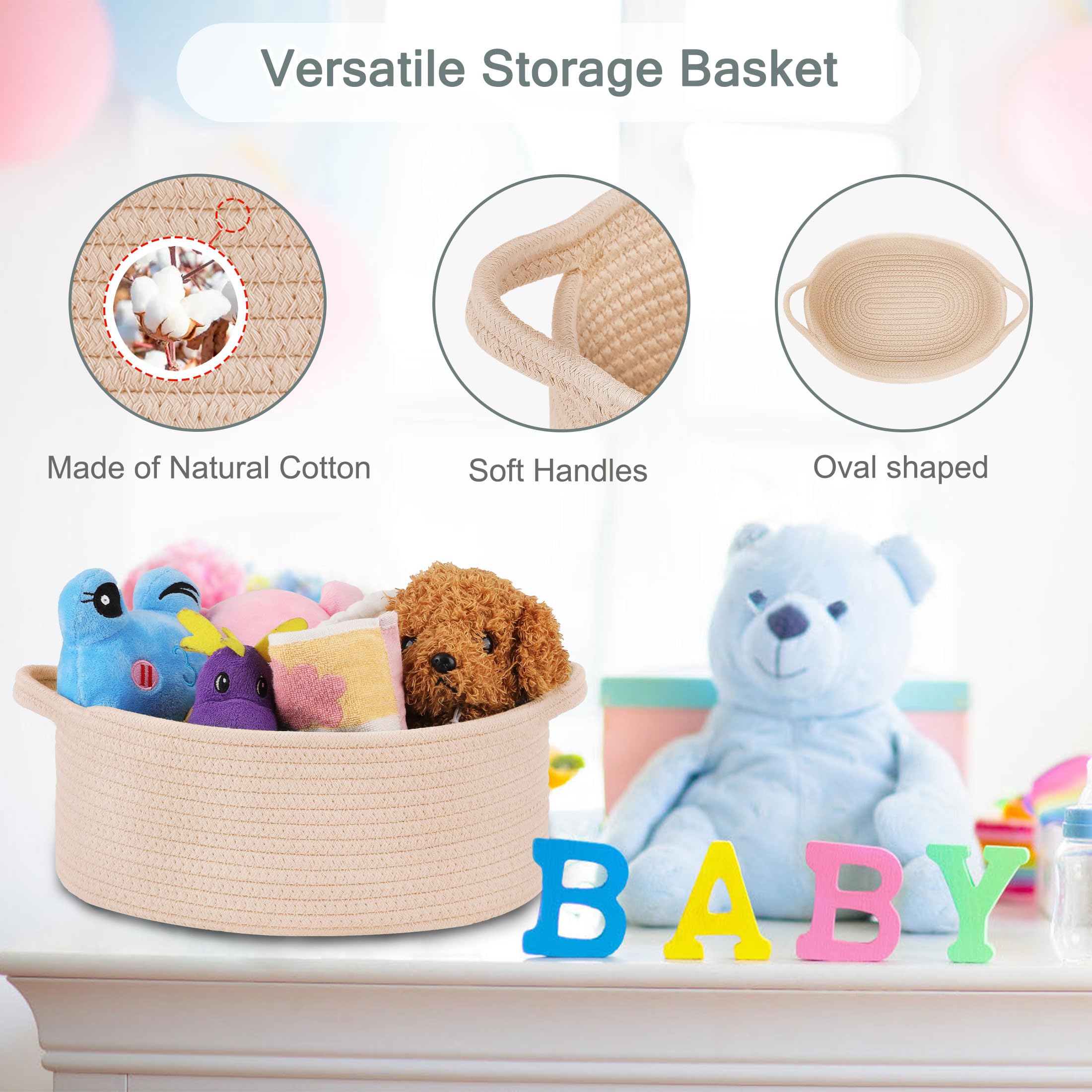 COMSE natural cotton rope basket emphasizes chemical-free storage.