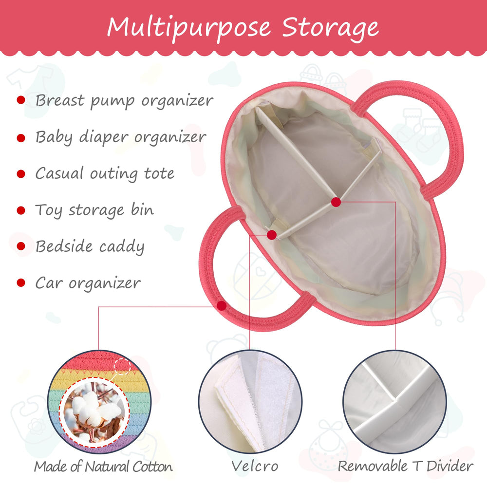 COMSE portable tote with divider offers versatile nursery storage at home or car