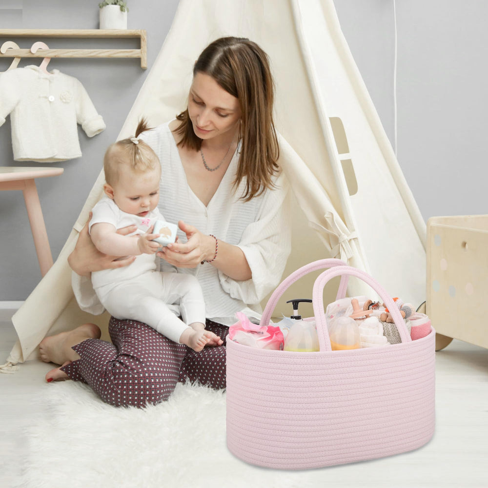 COMSE diaper caddy with removable divider for flexible organization