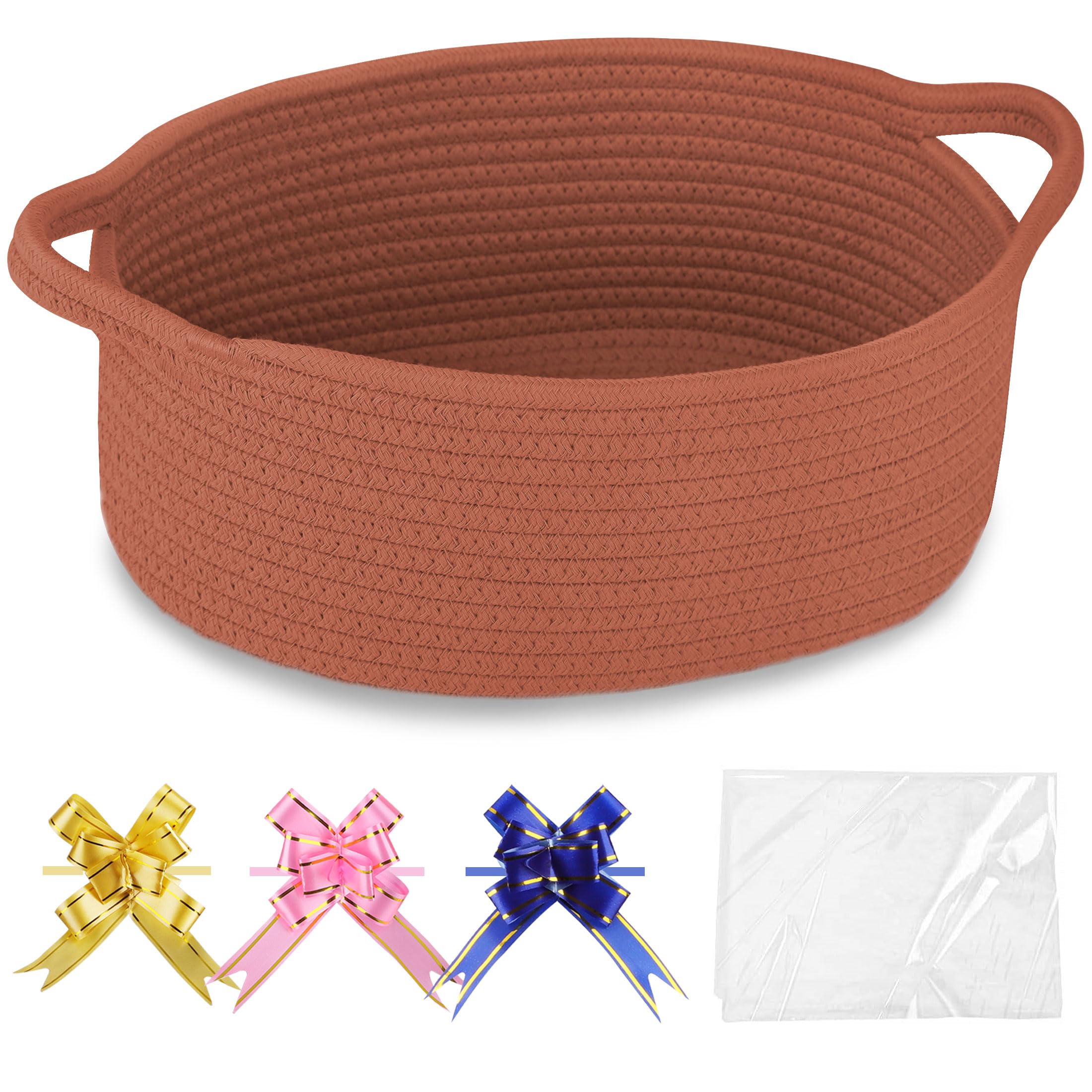 COMSE small woven basket in Autumn Glaze with gift bags for elegant gift presentation