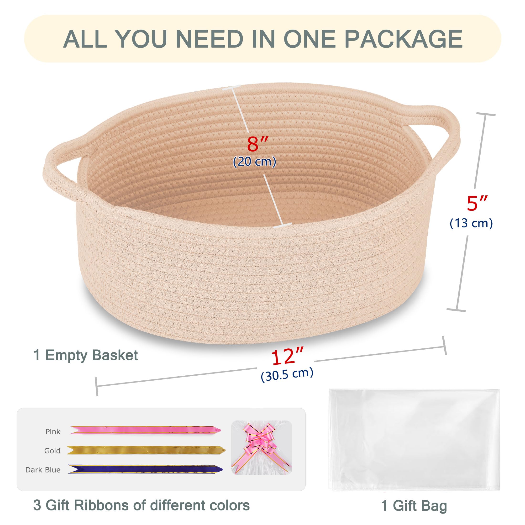 COMSE woven basket with ribbons showing ready-to-gift packaging.