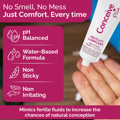 CONCEIVE PLUS texture is smooth and non-sticky for comfortable, natural-feeling lubrication.