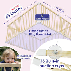 CONKKA 8-panel play yard safety offers a spacious, contained space for infants to explore.