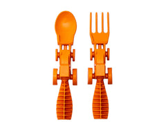 Constructive Eating BPA-free utensils designed for safe, dishwasher-clean convenience during family dinners.
