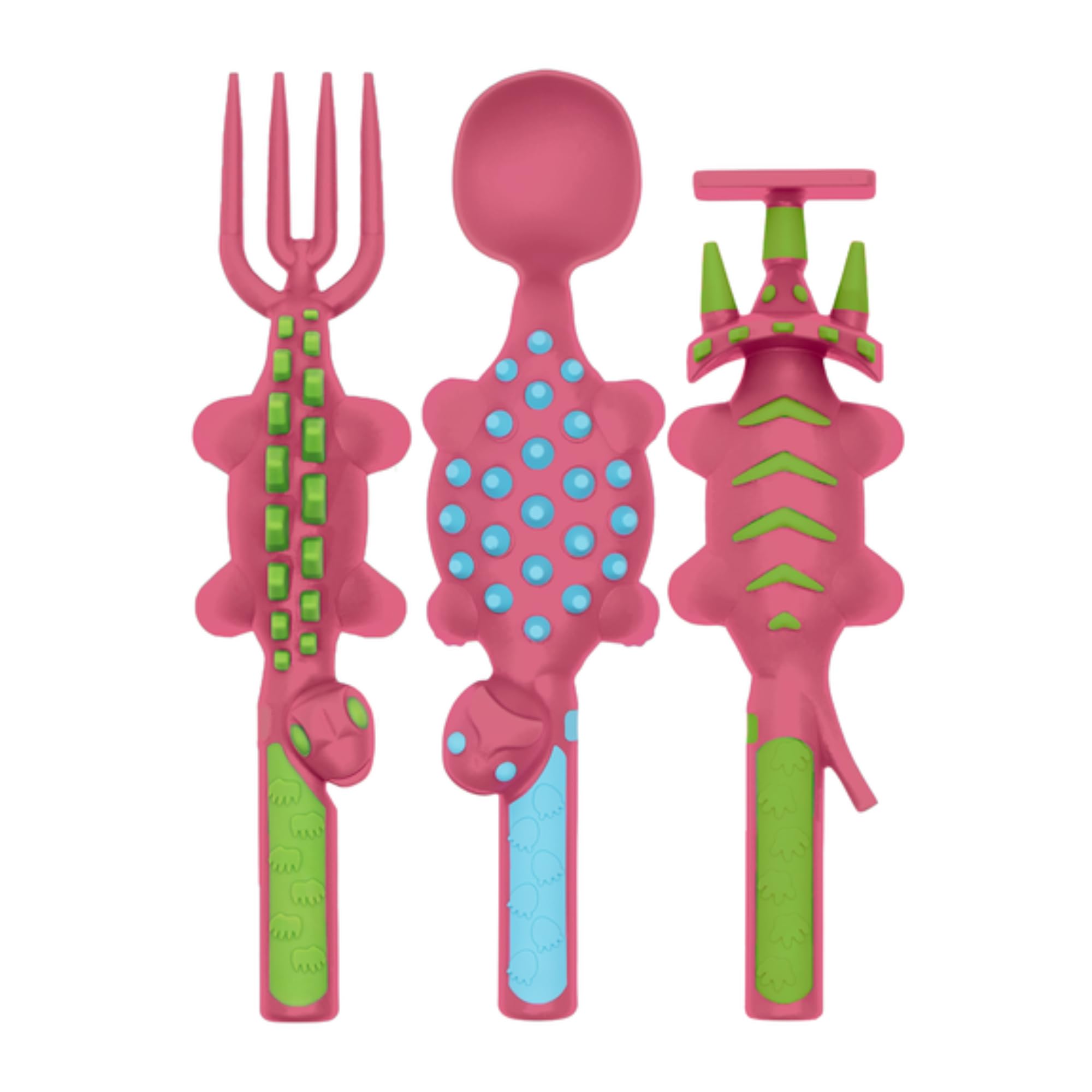 Constructive Eating dinosaur fork for toddlers supports self-feeding with kid-friendly balance.