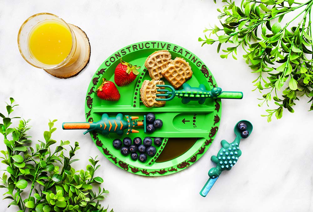 Constructive Eating dinosaur-themed-mealtime invites imaginative eating experiences.