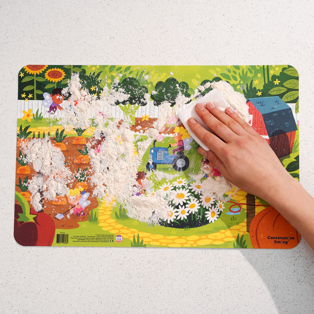 Constructive Eating Garden Fairy spoon close-up demonstrates easy-grip design for toddlers.