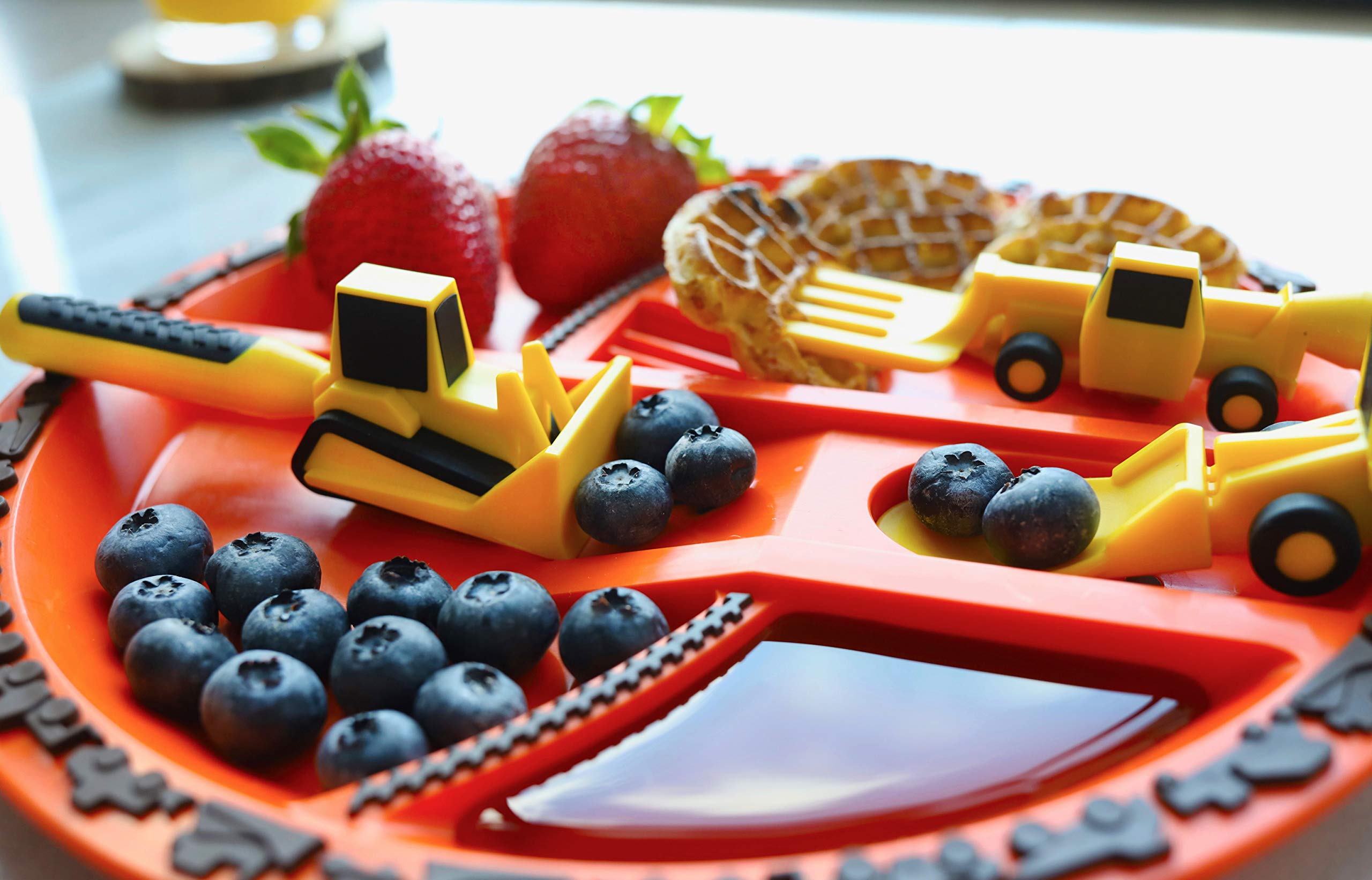 Constructive Eating construction-themed plate invites playful learning at meals.