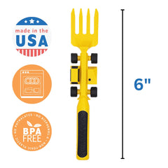 Constructive Eating toddler utensils fork with non-slip grip supports steady eating.