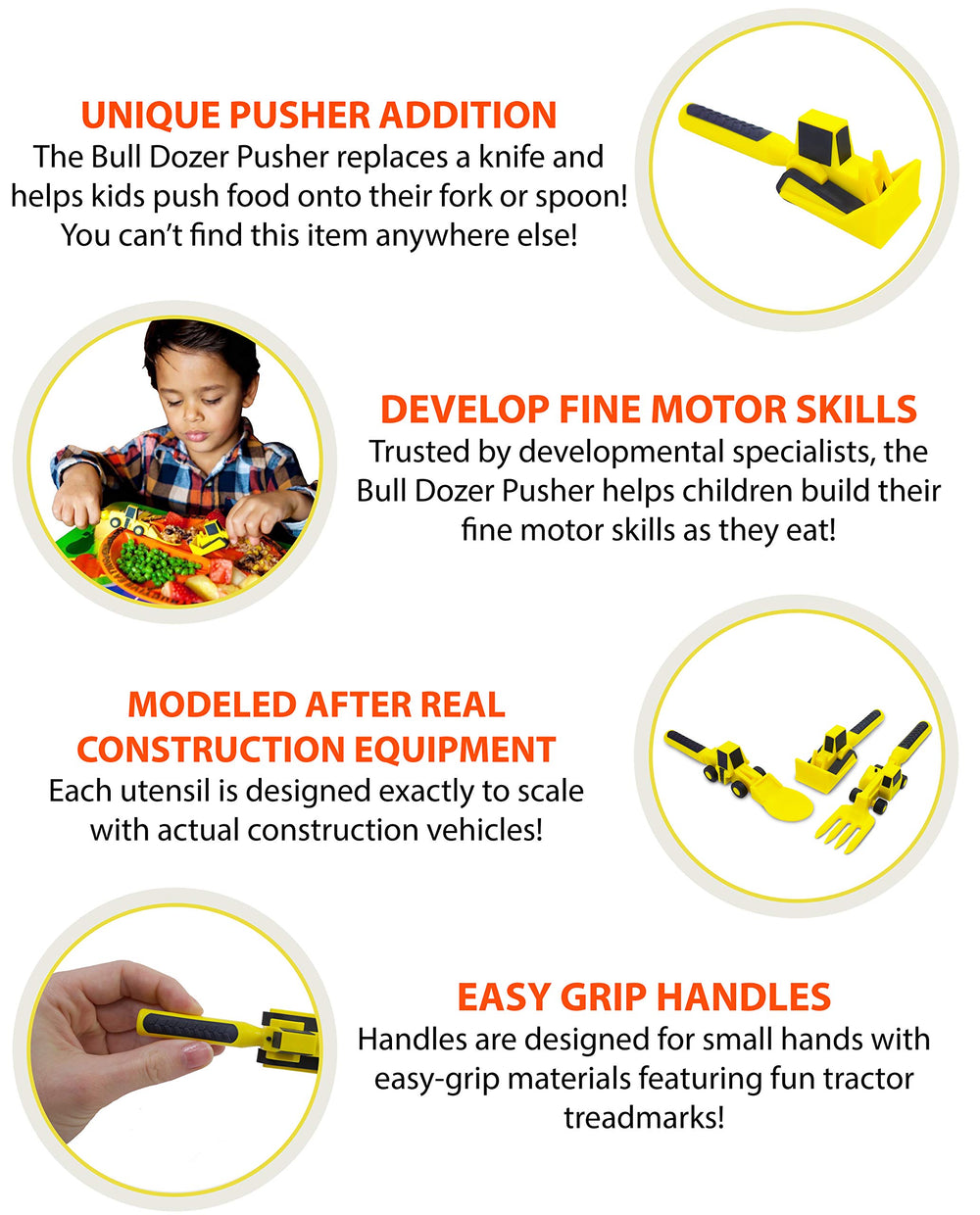 Constructive Eating toddler utensils spoon with ergonomic handle aids comfortable self-feeding.