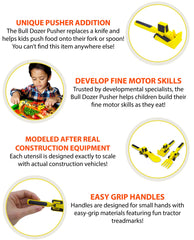 Constructive Eating toddler utensils spoon with ergonomic handle aids comfortable self-feeding.