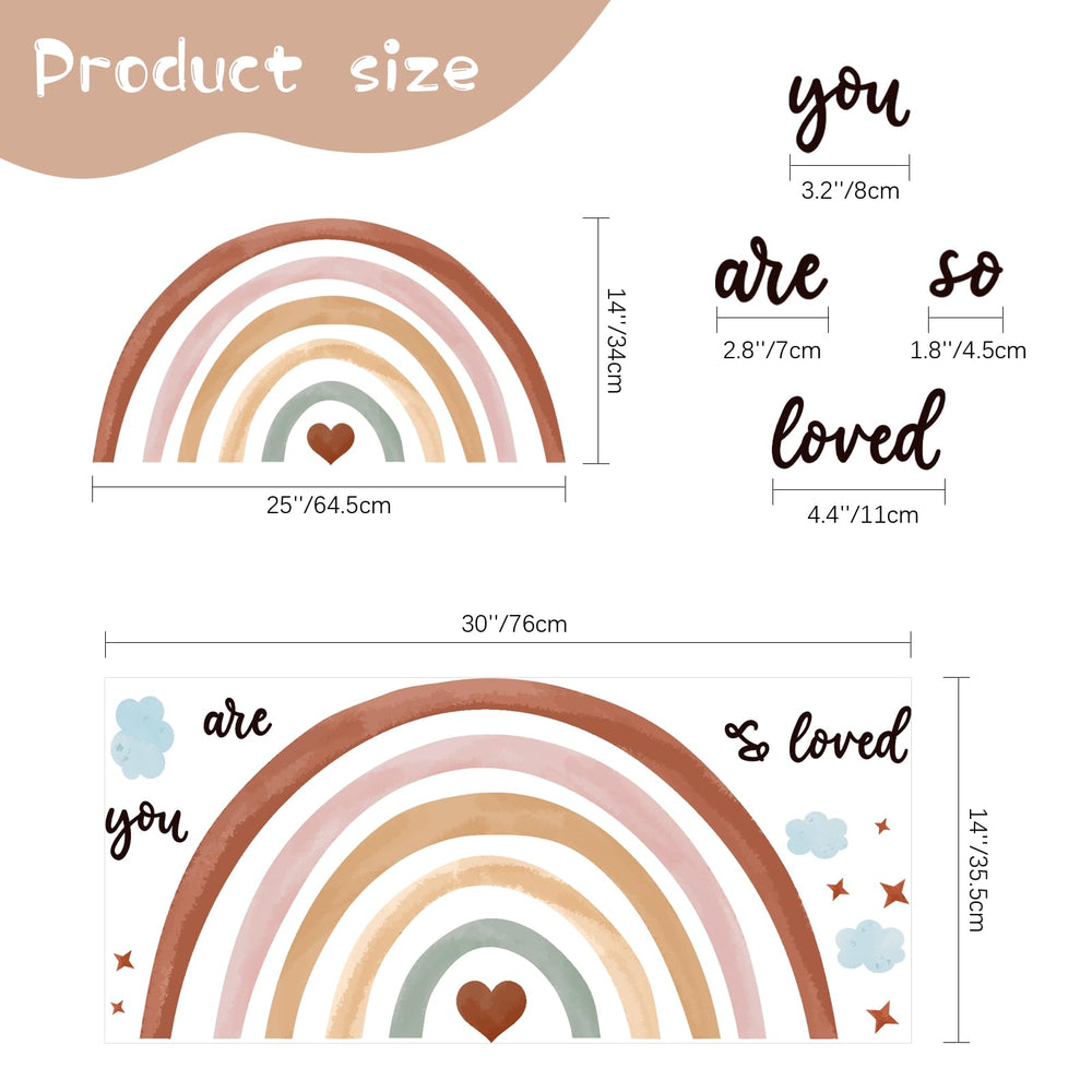 Containlol Rainbow wall decal hearts introduce playful sentiment for nursery.
