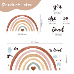 Containlol Rainbow wall decal hearts introduce playful sentiment for nursery.