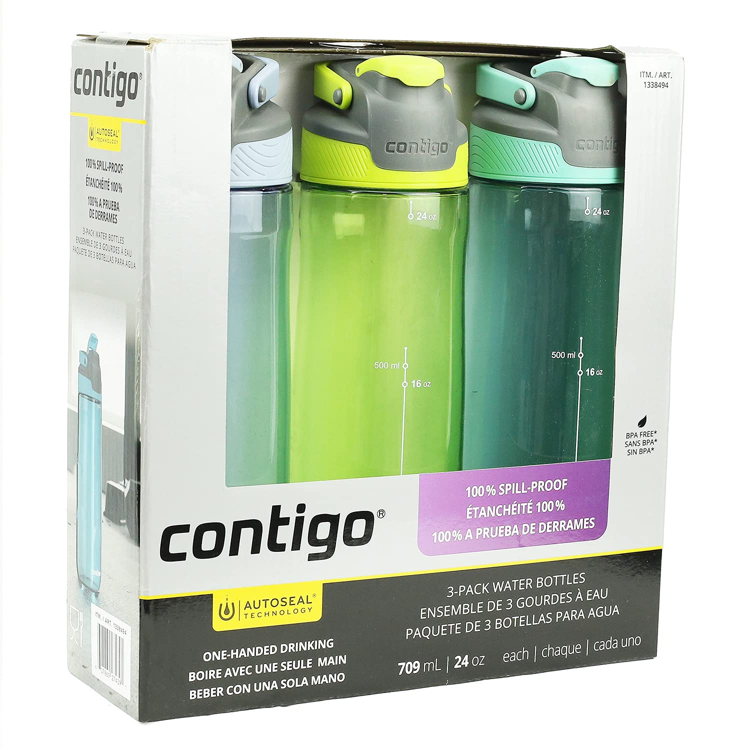 Contigo AutoSeal 24oz Vib Lime bottle ready for on-the-go hydration.