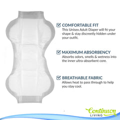 Continuon Living soft leg-hole-stretch ensures easy on and off for comfortable wear.
