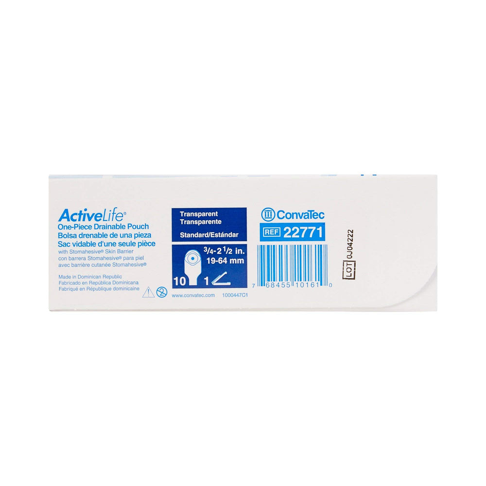 ConvaTec ActiveLife pouch features a 1-sided comfort panel for gentle wear.