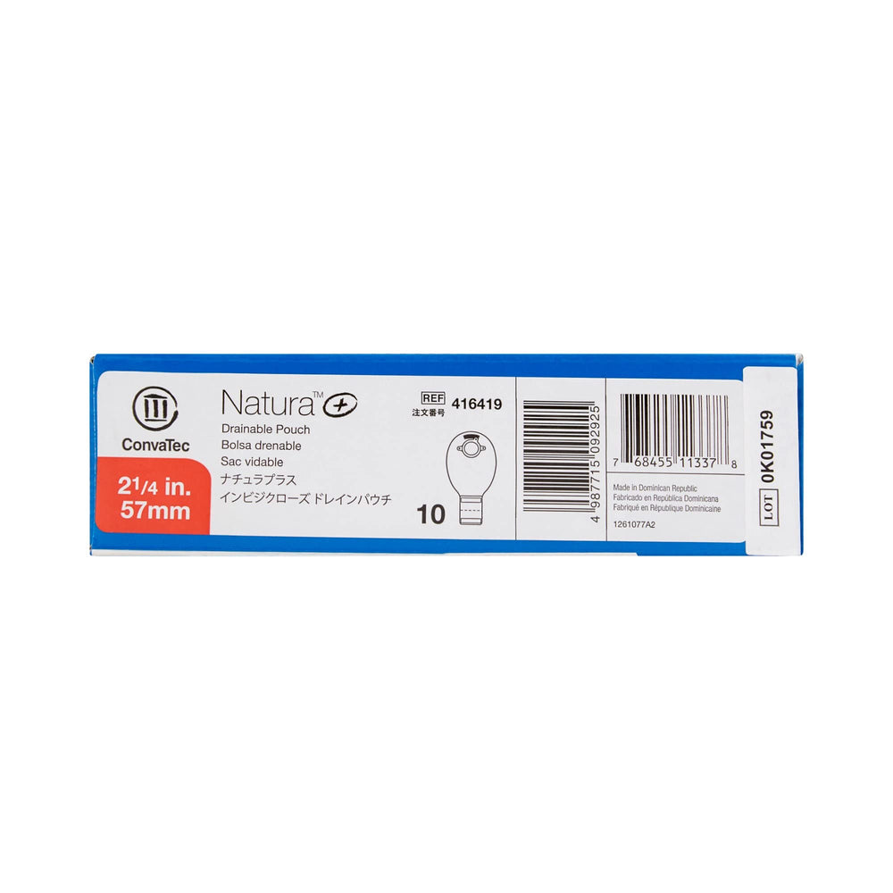 Convatec Natura filtered ostomy pouch drainable panel supports easy emptying.