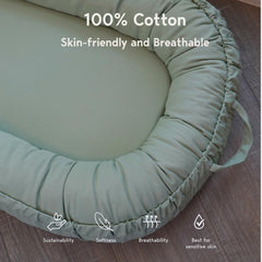 CooCooBaby baby nest cover close-up shows breathable cotton fabric
