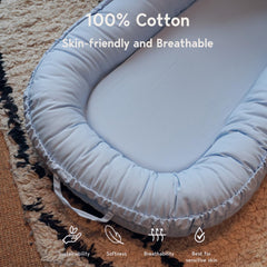 CooCooBaby breathable 100% cotton fabric keeps baby comfortable during floor time.