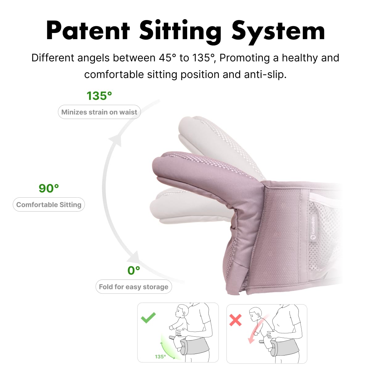 CooCooBaby ergonomic-support with padded-shoulder-straps and waist-belt for comfort.