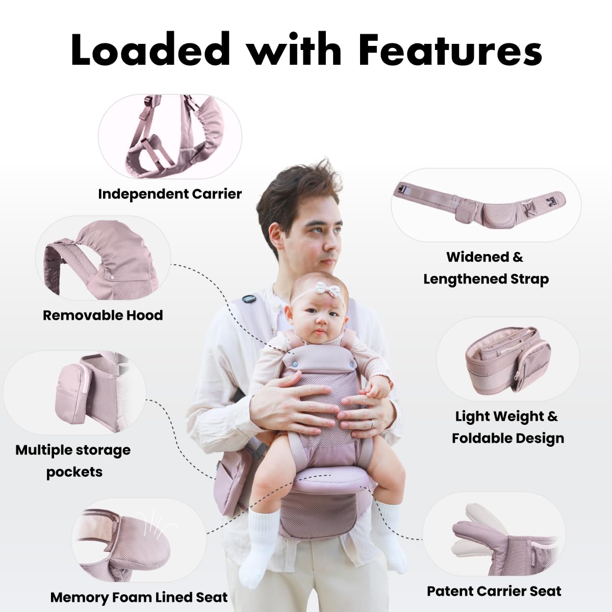 CooCooBaby removable-hood feature providing shade and ventilation.