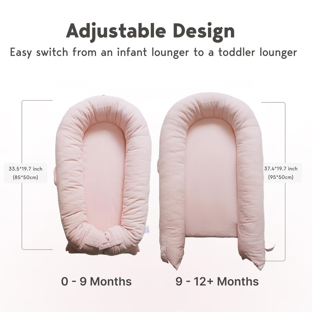 CooCooBaby machine-washable deluxe lounger cover detaches easily for quick cleanup after spills.