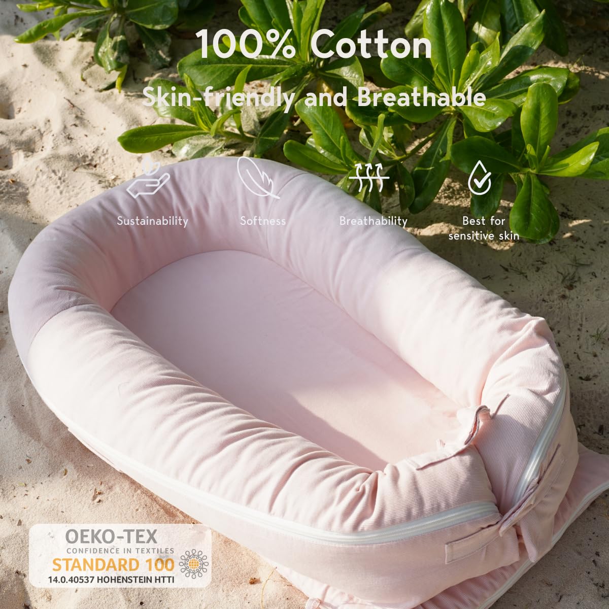 Close-up of Mistyrose Corduroy fabric texture on 100% cotton cover.