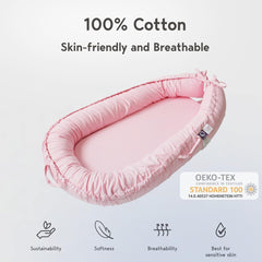 Side view of CooCooBaby lounger showing adjustable ends for growing baby