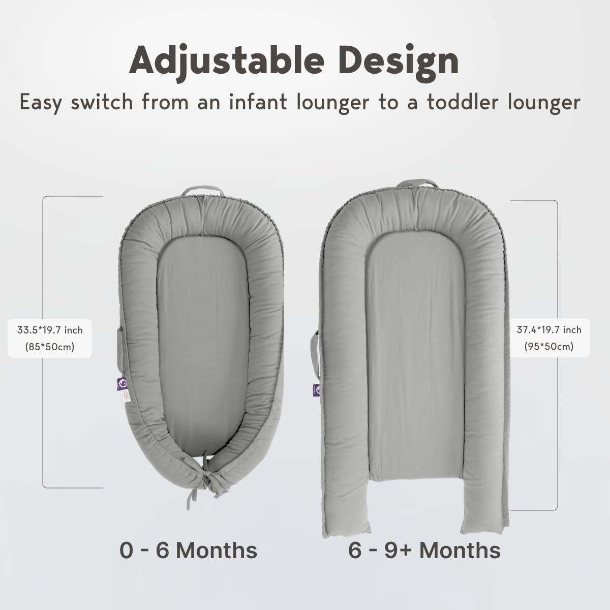 CooCooBaby lounger closeup cotton highlights soft, breathable fabric