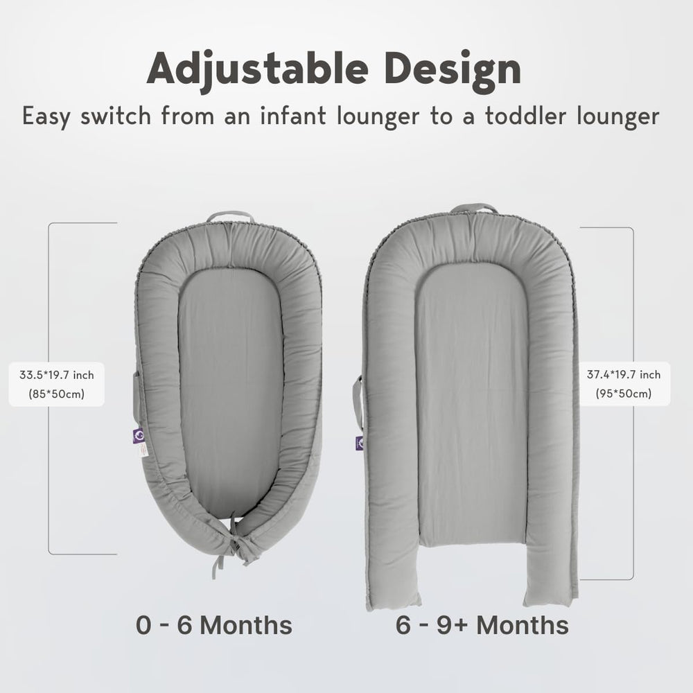 CooCooBaby lounger closeup cotton highlights soft, breathable fabric