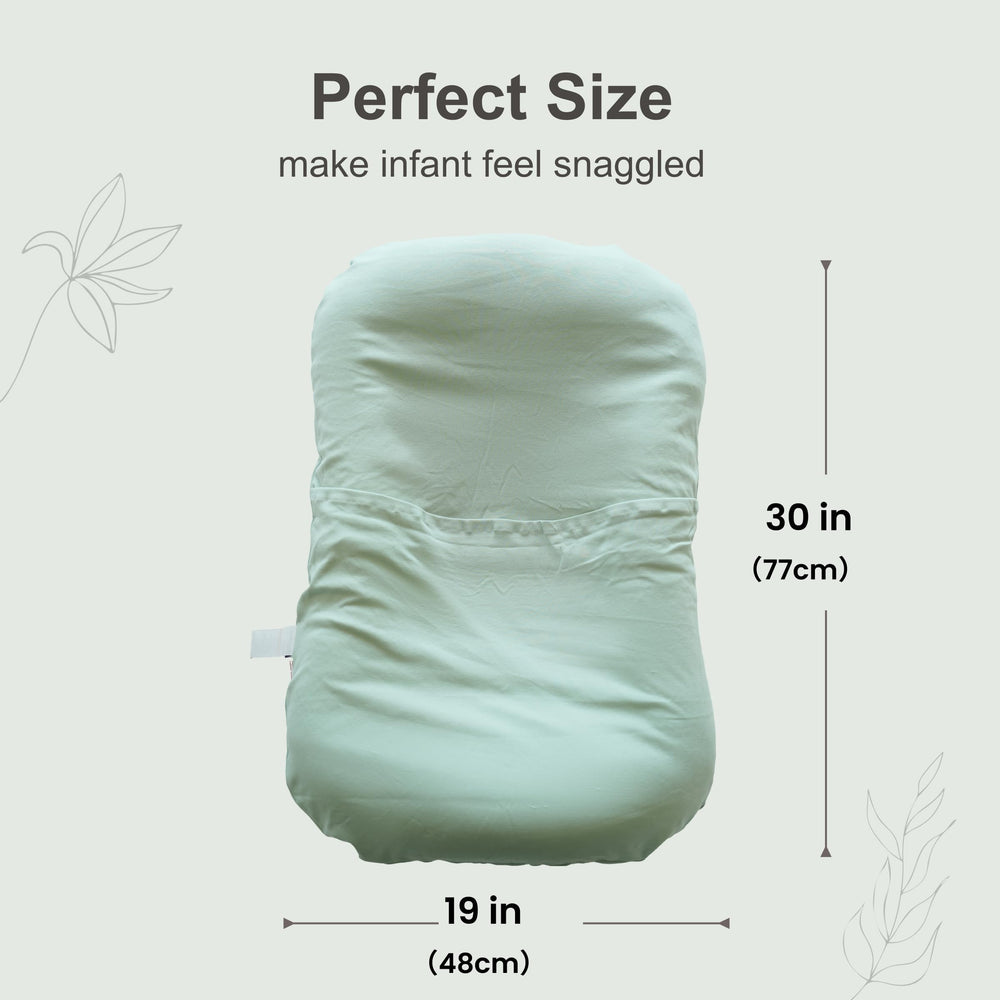 CooCooBaby infant lounger uses hypoallergenic material for safe snuggling.