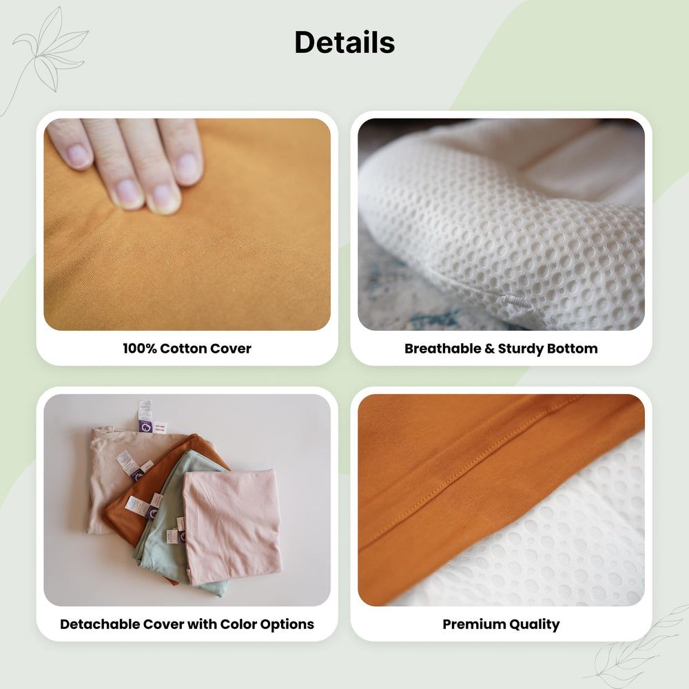 CooCooBaby lounger features machine-washable cover for easy-clean care.