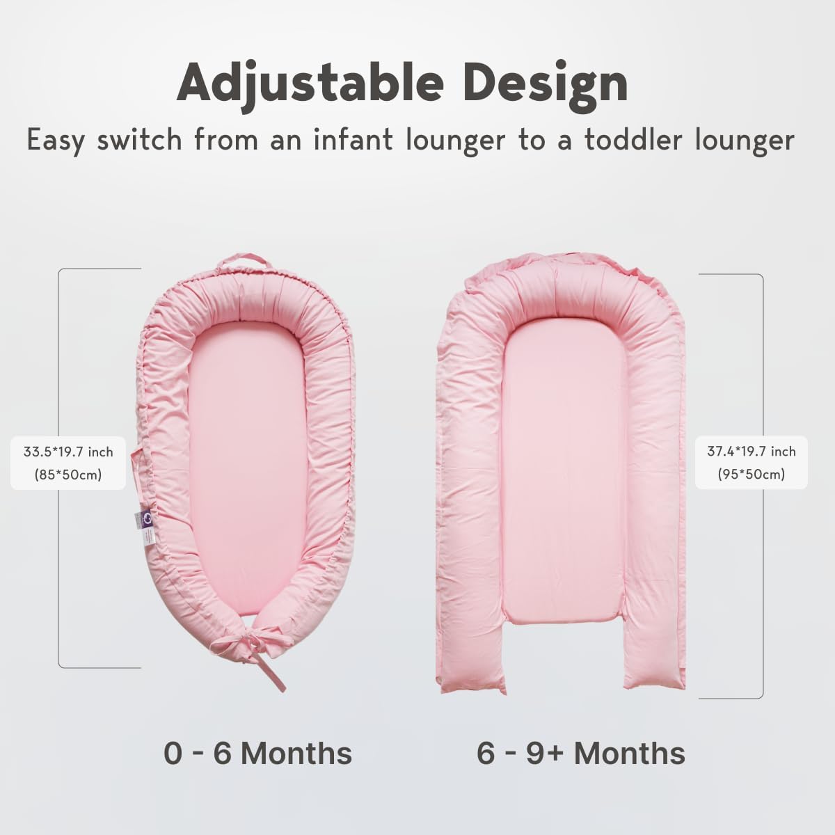 CooCooBaby lounger safety labels indicate non-toxic materials and safety certifications