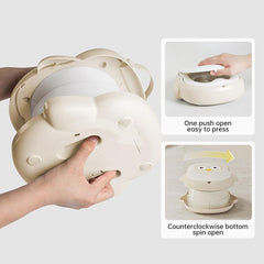 CoocooBaby Owl portable potty open, showing full-size seat for toddlers on trips.