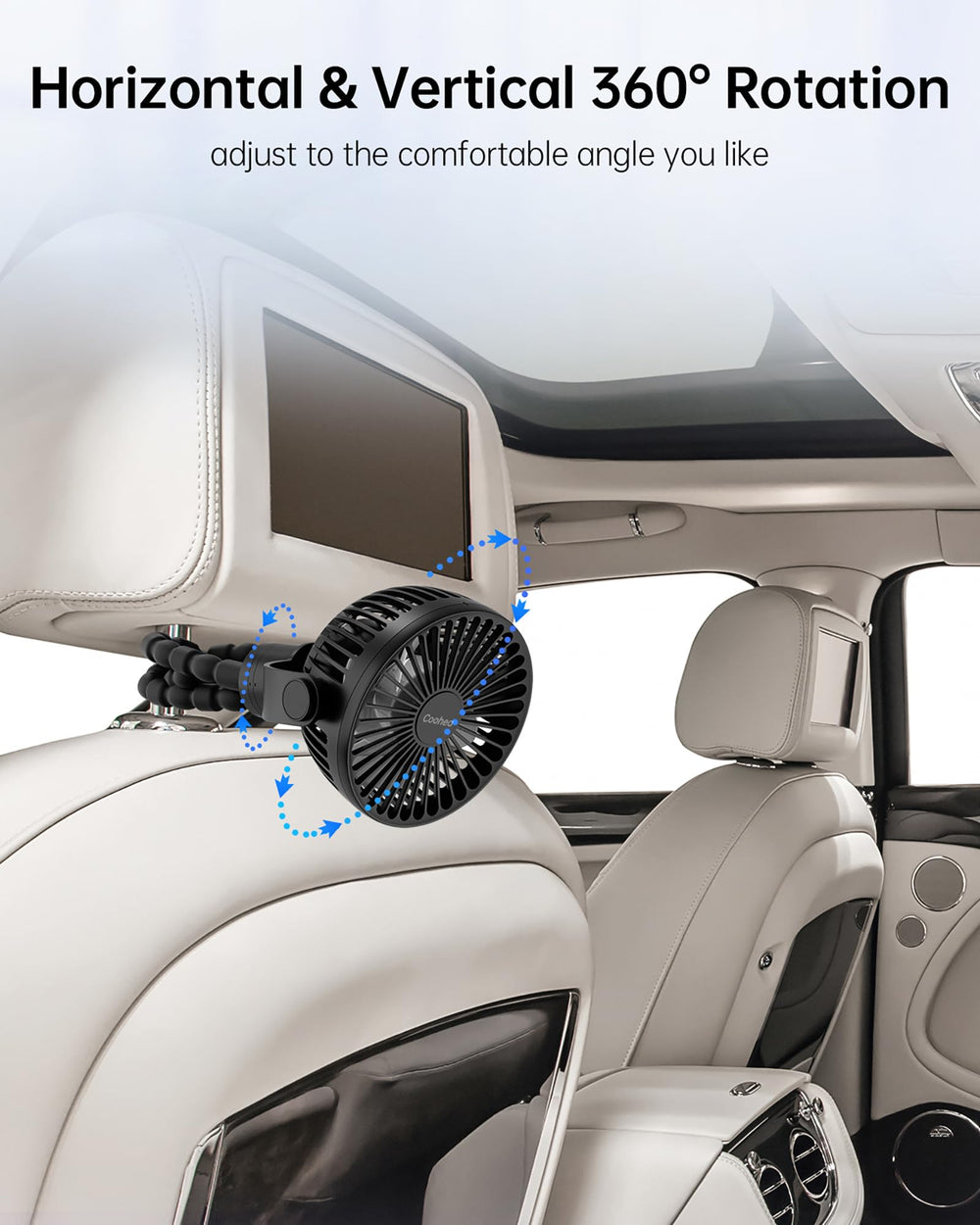 Coohea stroller fan baby-safe shell with gentle edges and soft surface.