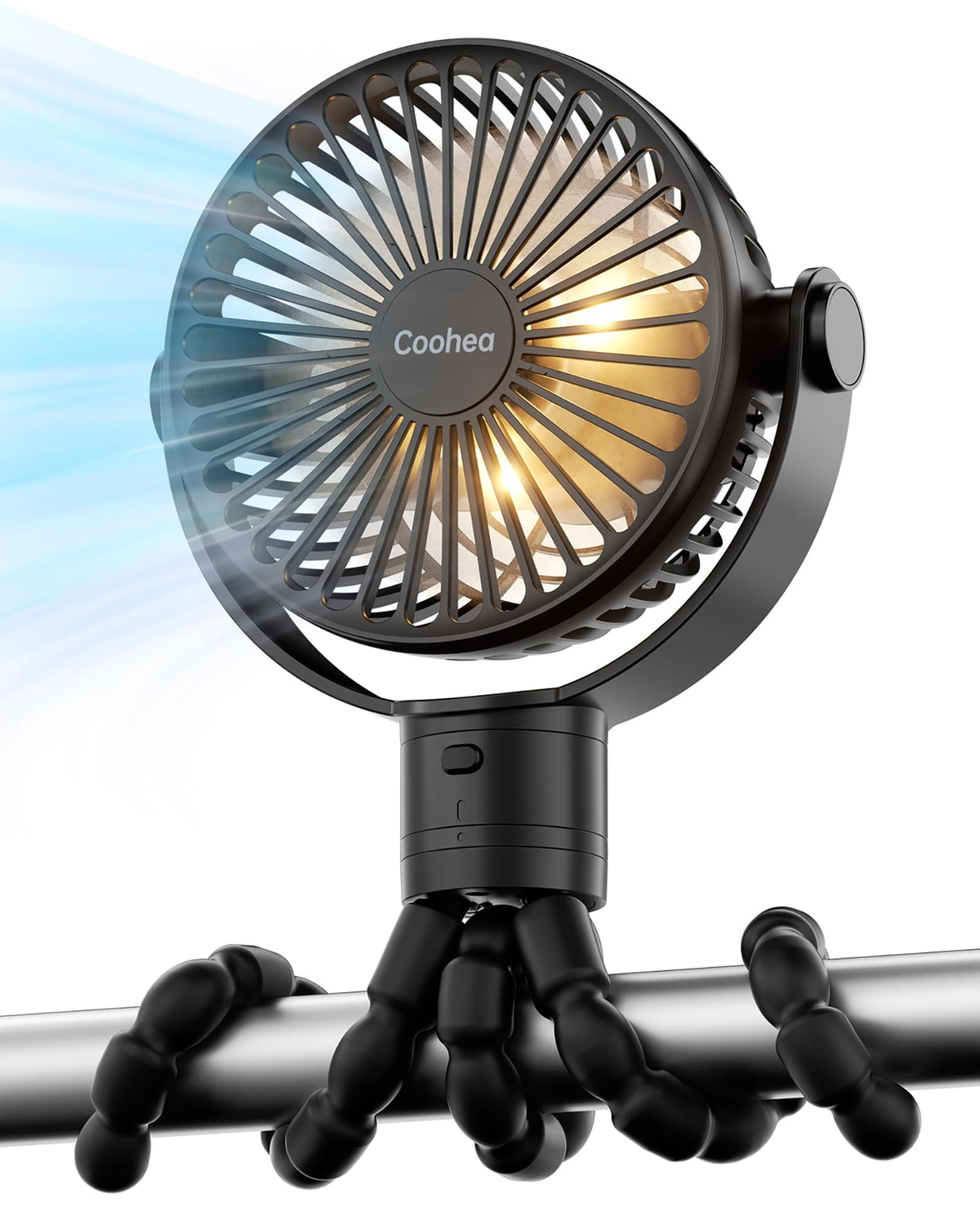 Coohea stroller fan battery-powered design for all-day cooling on outings.