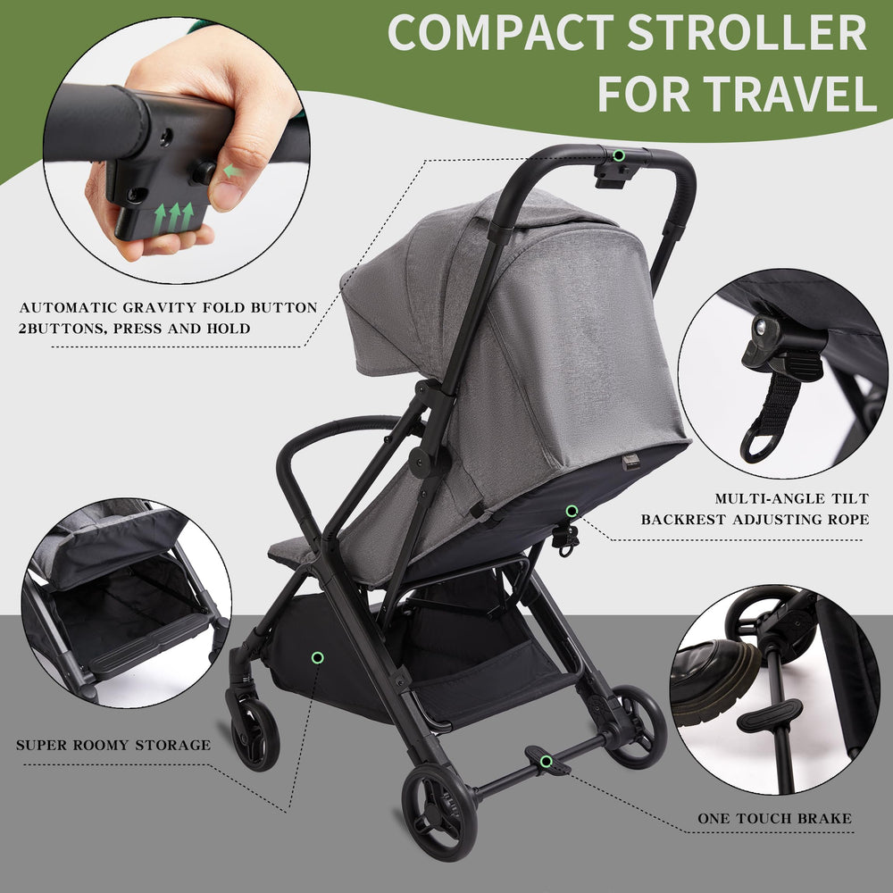 Cool Kids 4-position canopy protects baby from sun and rain.
