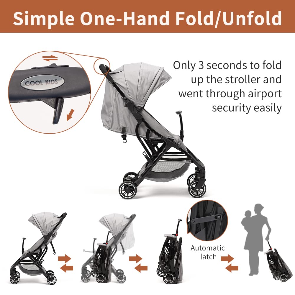 Cool Kids compact travel stroller for airplane overhead bins