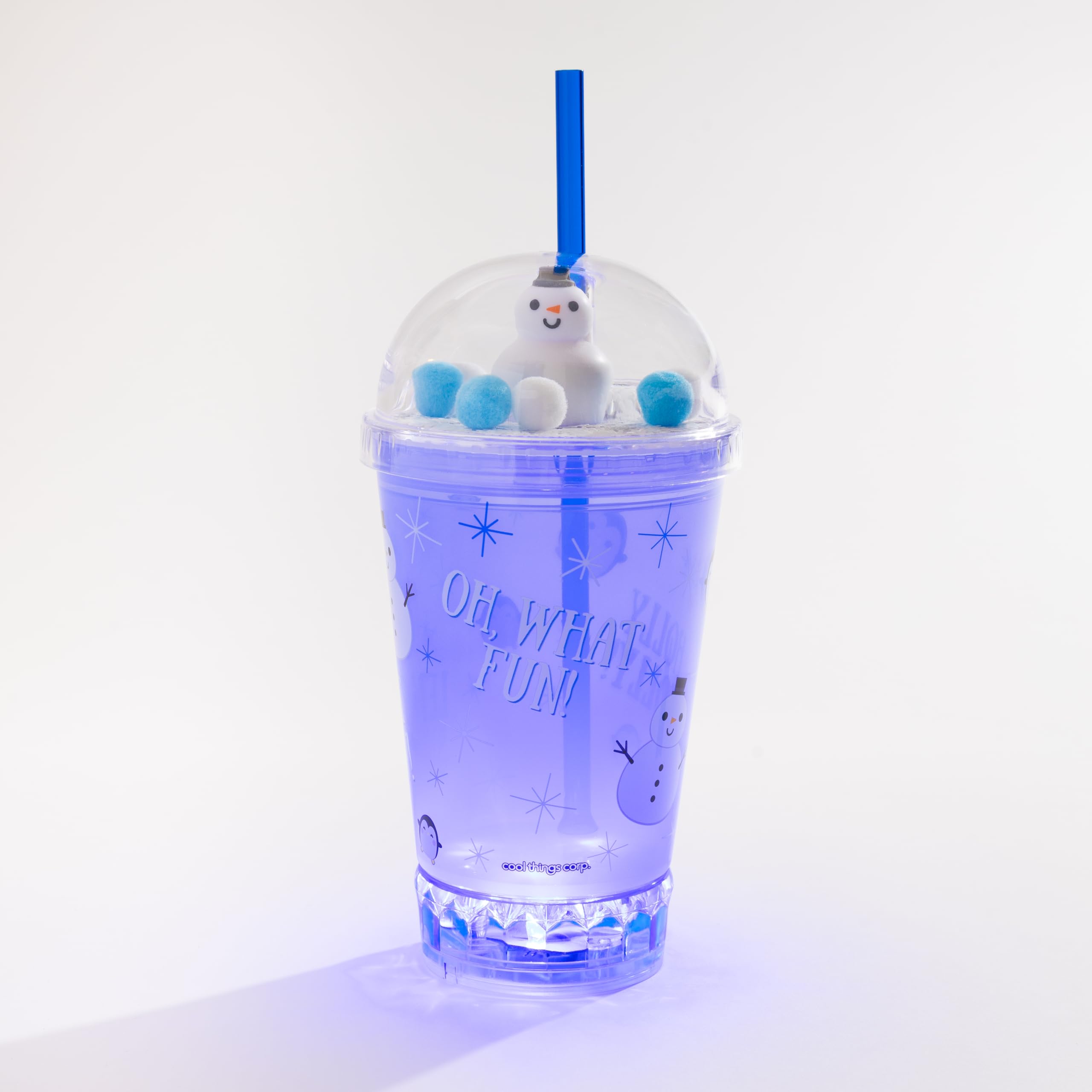 Cool Things Corp light-up dome top snowman cup glows for festive gatherings