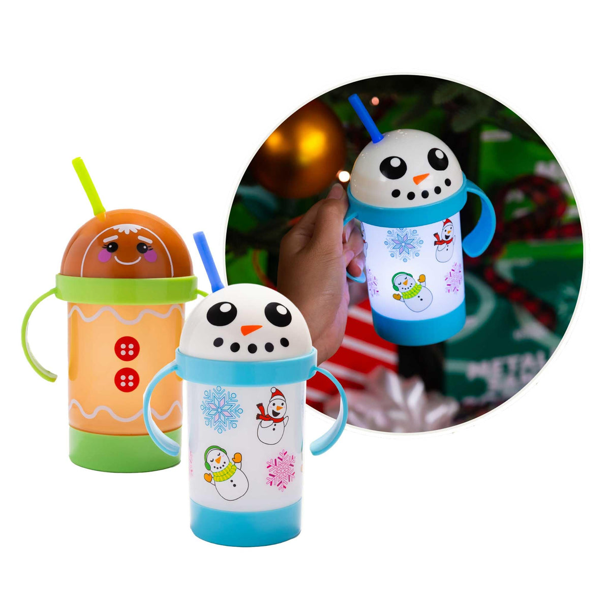 Cool Things Corp light up sippy cups Snowman glow for festive drinking
