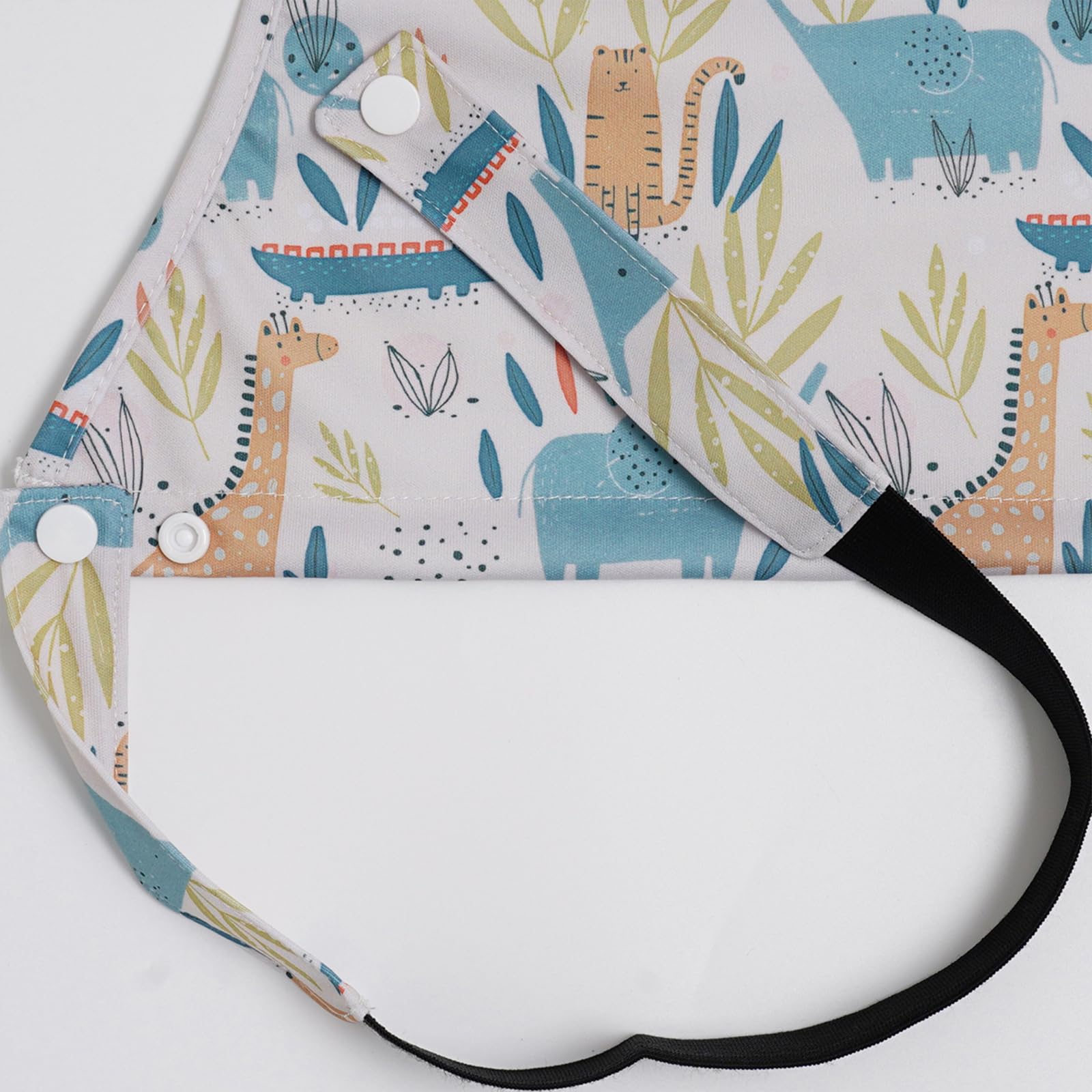 CoolaPeach elephant-pattern bib adds playful style to meals.